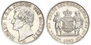 1 Thaler Royaume de Saxe (1806 - 1918) Argent Jean Ier de Saxe (1801-1873)