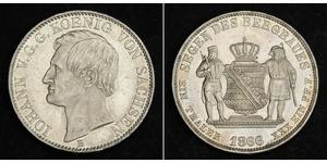 1 Thaler Royaume de Saxe (1806 - 1918) Argent Jean Ier de Saxe (1801-1873)