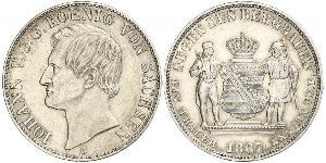 1 Thaler Royaume de Saxe (1806 - 1918) Argent Jean Ier de Saxe (1801-1873)