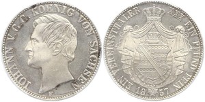 1 Thaler Royaume de Saxe (1806 - 1918) Argent Jean Ier de Saxe (1801-1873)