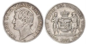 1 Thaler Royaume de Saxe (1806 - 1918) Argent Jean Ier de Saxe (1801-1873)