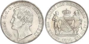 1 Thaler Royaume de Saxe (1806 - 1918) Argent Jean Ier de Saxe (1801-1873)