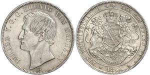 1 Thaler Royaume de Saxe (1806 - 1918) Argent Jean Ier de Saxe (1801-1873)