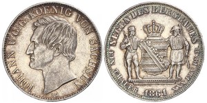 1 Thaler Royaume de Saxe (1806 - 1918) Argent Jean Ier de Saxe (1801-1873)