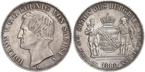 1 Thaler Royaume de Saxe (1806 - 1918) Argent Jean Ier de Saxe (1801-1873)