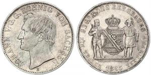1 Thaler Royaume de Saxe (1806 - 1918) Argent Jean Ier de Saxe (1801-1873)