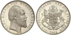 1 Thaler Royaume de Wurtemberg (1806-1918) Argent Charles Ier de Wurtemberg