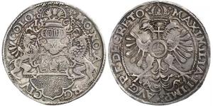 1 Thaler Saint-Empire romain germanique (962-1806) Argent Maximilien II du Saint-Empire(1527- 1576)