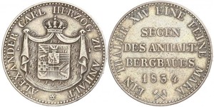 1 Thaler Anhalt-Bernburg (1603 - 1863) Argento Alessio Federico Cristiano di Anhalt-Bernburg(1767 – 1834)