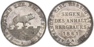 1 Thaler Anhalt-Bernburg (1603 - 1863) Argento Alessandro Carlo di Anhalt-Bernburg(1805 – 1863)