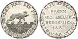1 Thaler Anhalt-Bernburg (1603 - 1863) Argento Alessandro Carlo di Anhalt-Bernburg(1805 – 1863)