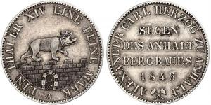 1 Thaler Anhalt-Bernburg (1603 - 1863) Argento Alessandro Carlo di Anhalt-Bernburg(1805 – 1863)