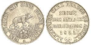 1 Thaler Anhalt-Bernburg (1603 - 1863) Argento Alessandro Carlo di Anhalt-Bernburg(1805 – 1863)