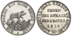 1 Thaler Anhalt-Bernburg (1603 - 1863) Argento Alessandro Carlo di Anhalt-Bernburg(1805 – 1863)