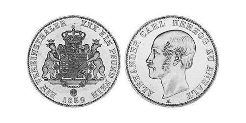 1 Thaler Anhalt-Bernburg (1603 - 1863) Argento Alessandro Carlo di Anhalt-Bernburg(1805 – 1863)