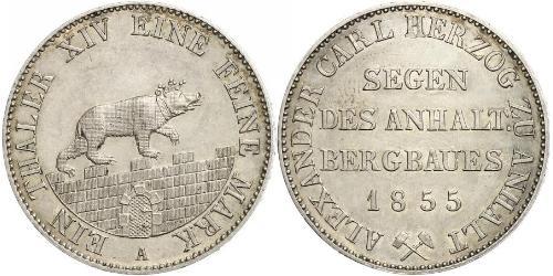 1 Thaler Anhalt-Bernburg (1603 - 1863) Argento Alessandro Carlo di Anhalt-Bernburg(1805 – 1863)