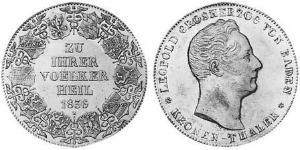 1 Thaler Grand Duchy of Baden (1806-1918) Argento Leopoldo di Baden(1790 – 1852)