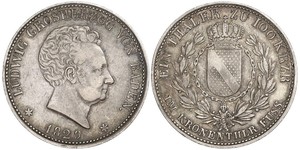 1 Thaler Grand Duchy of Baden (1806-1918) Argento Luigi I di Baden(1763 - 1830)