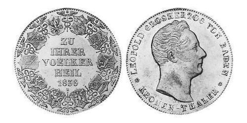 1 Thaler Grand Duchy of Baden (1806-1918) Argento Leopoldo di Baden(1790 – 1852)
