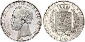 1 Thaler Grand Duchy of Oldenburg (1814 - 1918) Argento Pietro II di Oldenburg (1827 - 1900)