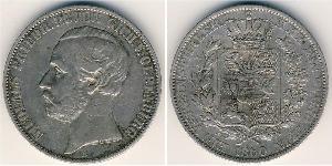 1 Thaler Grand Duchy of Oldenburg (1814 - 1918) Argento Pietro II di Oldenburg (1827 - 1900)