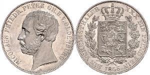 1 Thaler Grand Duchy of Oldenburg (1814 - 1918) Argento Pietro II di Oldenburg (1827 - 1900)