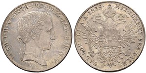 1 Thaler Impero austriaco (1804-1867) Argento Ferdinand I of Austria (1793 - 1875)