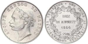 1 Thaler Nassau (stato) (1806 - 1866) Argento Adolfo di Lussemburgo