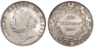 1 Thaler Nassau (stato) (1806 - 1866) Argento Adolfo di Lussemburgo