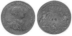 1 Thaler Principato di Ansbach (1398–1792) Argento Cristiano Federico di Brandeburgo-Ansbach(1736 – 1806)