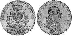 1 Thaler Principato di Ansbach (1398–1792) Argento Cristiano Federico di Brandeburgo-Ansbach(1736 – 1806)
