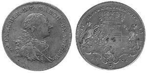 1 Thaler Principato di Ansbach (1398–1792) Argento Cristiano Federico di Brandeburgo-Ansbach(1736 – 1806)