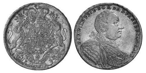 1 Thaler Principato di Ansbach (1398–1792) Argento Carlo Guglielmo Federico di Brandeburgo-Ansbach(1712 – 1757)