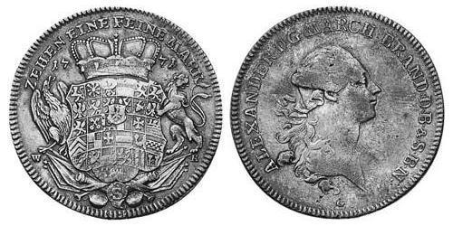 1 Thaler Principato di Ansbach (1398–1792) Argento Cristiano Federico di Brandeburgo-Ansbach(1736 – 1806)