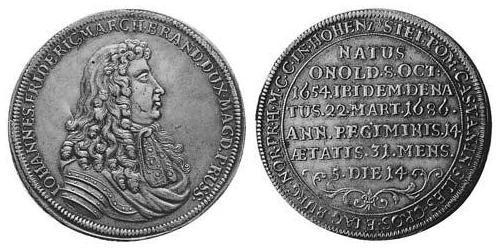 1 Thaler Principato di Ansbach (1398–1792) Argento Giovanni Federico di Brandeburgo-Ansbach(1654 – 1686)