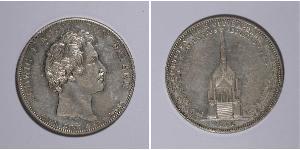 1 Thaler Regno di Baviera (1806 - 1918) Argento Ludovico I di Baviera (re)(1786 – 1868)