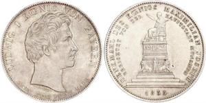 1 Thaler Regno di Baviera (1806 - 1918) Argento Ludovico I di Baviera (re)(1786 – 1868)