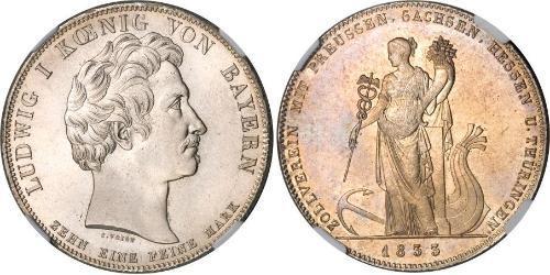 1 Thaler Regno di Baviera (1806 - 1918) Argento Ludovico I di Baviera (re)(1786 – 1868)