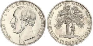 1 Thaler Regno di Hannover (1814 - 1866) Argento Giorgio V di Hannover (1819 - 1878)