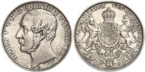 1 Thaler Regno di Hannover (1814 - 1866) Argento Giorgio V di Hannover (1819 - 1878)