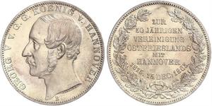 1 Thaler Regno di Hannover (1814 - 1866) Argento Giorgio V di Hannover (1819 - 1878)