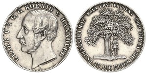 1 Thaler Regno di Hannover (1814 - 1866) Argento Giorgio V di Hannover (1819 - 1878)
