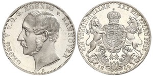 1 Thaler Regno di Hannover (1814 - 1866) Argento Giorgio V di Hannover (1819 - 1878)