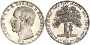 1 Thaler Regno di Hannover (1814 - 1866) Argento Giorgio V di Hannover (1819 - 1878)