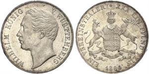 1 Thaler Regno di Württemberg (1806-1918) Argento Guglielmo I di Württemberg