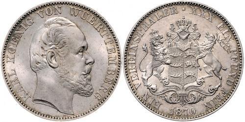 1 Thaler Regno di Württemberg (1806-1918) Argento Carlo di Württemberg
