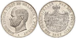 1 Thaler Waldeck e Pyrmont (1180 - 1918) Argento Giorgio Vittorio di Waldeck e Pyrmont (1831 - 1893)