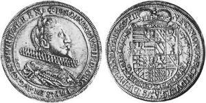 1 Thaler Alsacia Plata Fernando II de Austria (1529 – 1595)