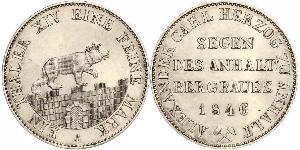 1 Thaler Anhalt-Bernburg (1603 - 1863) Plata Alexander Karl, Duke of Anhalt-Bernburg (1805 – 1863)
