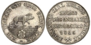 1 Thaler Anhalt-Bernburg (1603 - 1863) Plata Alexander Karl, Duke of Anhalt-Bernburg (1805 – 1863)